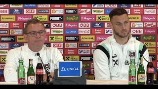 ÖFB Pressekonferenz mit Teamchef Ralf Rangnick amp Marko Arnautović vor dem Länderspiel gegen Serbien [upl. by Ramburt]