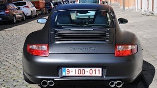 Matte black Porsche 997 Carrera 4S  Startup [upl. by Baniaz941]