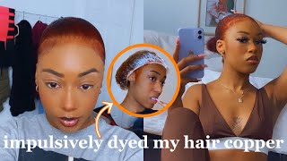 DYING MY NATURAL HAIR COPPER USING LOREAL HICOLOR HIGHLIGHTS NO BLEACH  Ninaa Elizabeth [upl. by Aicissej]