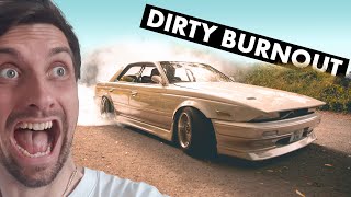 Burnouts in a Long Nose Kaido Style C33 Nissan Laurel Drift Car [upl. by Attikram]