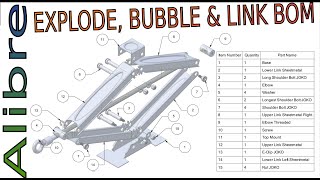 Alibre Create Exploded Assembly and Bubbled Drawing with Linked BOM JOKO ENGINEERING [upl. by Horn]