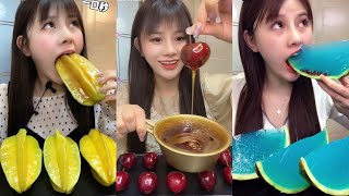 ASMR MOST POPULAR FOOD  Watermelon Jelly Fruits Tanghulu  Eating chewy sounds MUKBANG [upl. by Leugim491]