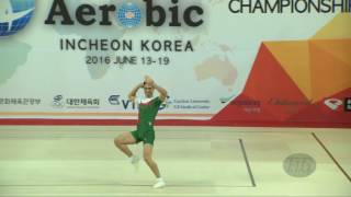 SAHRAOUI Sofiane ALG  2016 Aerobic Worlds Incheon KOR  Qualifications Individual Men [upl. by Senecal]