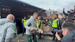 CELTIC TEAM BUS ARRIVING BEFORE THE MOTHERWELL V CELTIC GAME [upl. by Ybocaj]