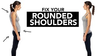 Fix Your ROUNDED SHOULDERS Better Posture In 4 EASY STEPS [upl. by Hsekin]