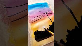 Acrylic sunset painting 😱🖼foryou art youtubeshorts shorts [upl. by Naenej106]