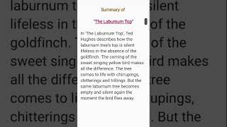 The Laburnum Top Class 11 Summary Cbse Exam [upl. by Auhsuoj]