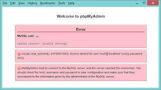 FIXED phpMyAdmin Error Access denied for user rootlocalhost using password YES [upl. by Highams]