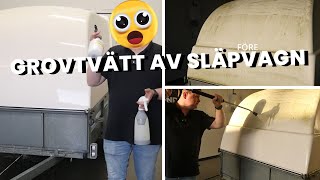 Grovtvätt av släpvagn  Får bort alger från släpvagn  Blir som NY 002 släp [upl. by Enelrae]