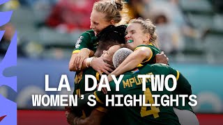 VITAL South African WIN sees them reach the quarterfinals  LA HSBC SVNS Day Two Womens Highlights [upl. by Cairistiona]