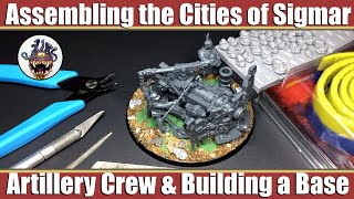 Ironweld Great Cannon Assembling the Artillery crew amp building a custom base with green stuff aos [upl. by Lissak]