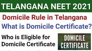 Domicile rules in telangana 2021 Domicile certificate telangana Domicile rules in neet 2021 [upl. by Platto377]