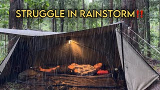 STRUGGLE IN RAINSTORM‼️ SOLO CAMPING IN HEAVY RAIN AND FLOOD AROUND THE TENT [upl. by Behm337]