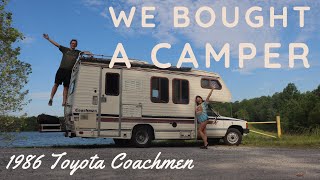 WE SOLD OUR VAN AND GOT A CAMPER  1986 Toyota Coachmen Camper Tour [upl. by Anazus]