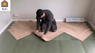 How to Install Herringbone Laminate Flooring  Sideways [upl. by Reffinnej]