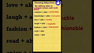 Formation of adjectives  Adding suffixes  How to form adjectivesshorts vocabulary [upl. by Yadahs]