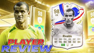 😳98 GREATS OF THE GAME ICON RIVALDO PLAYER REVIEW  EA FC 24 ULTIMATE TEAM [upl. by Notrem181]