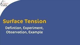 Surface Tension  Defintion Experiment Observation Example [upl. by Danni114]