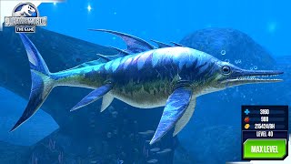 OPHTHALMOSAURUS MAX LEVEL 40 NEW AQUATIC Feeding Battle Special Attack  Jurassic World [upl. by Martineau]