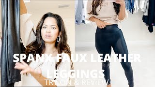 SPANX FAUX LEATHER LEGGINGS REVIEW AND TRY ON  worth the money 3 years old [upl. by Pierro86]