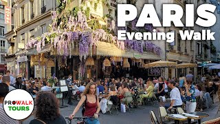 Paris Evening Walk and Bike Ride  4K  With Captions [upl. by Rothenberg]