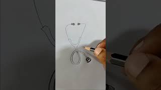 how to draw stethoscope 🩺  pencil shading  stethoscope drawing [upl. by Summer]