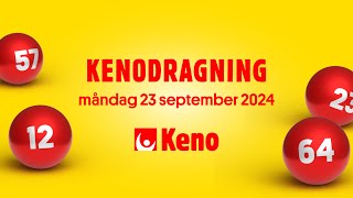 Keno måndag 23 september 2024  Kenodragningen [upl. by Orfurd783]