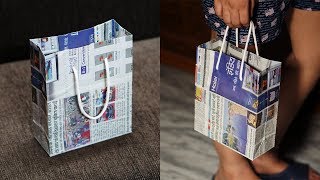 How To Make an Eco Friendly Paper Bag Using Newspaper [upl. by Saba]