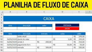 Como montar planilha de fluxo de caixa no Excel  Rápido e Prática [upl. by Eelyr72]