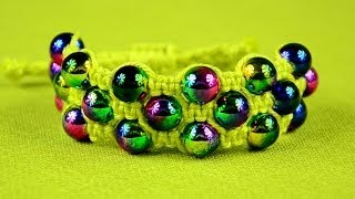 DIY Triple Shamballa  3 Row Bracelet with Beads [upl. by Arbas]