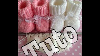 tuto tricot  chaussons bébé 23 [upl. by Novad]