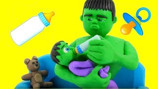 HULK BABY SITTER ❤ Frozen Elsa amp Superhero Babies Play Doh Cartoons [upl. by Moreno746]