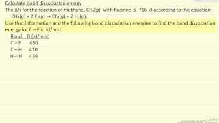 Bond Dissociation Energy Example Example [upl. by Donegan]