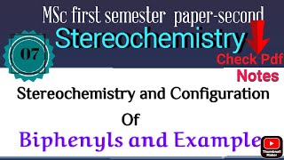 Stereochemistry and Configuration of biphenyls  MSc first semester papersecond [upl. by Petulah]