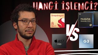 EN İYİ İŞLEMCİ HANGİSİ  Snapdragon 8 Gen 3 vs Apple A17 Pro vs Dimensity 9300 vs Tensor G3 [upl. by Alac]