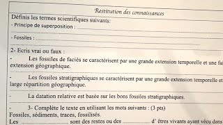 Contrôle SVT 1AC sur les fossiles et la fossilisation [upl. by Shawn]