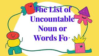 Uncountable WordNouns quotA TO Zquot for kids II Nouns Vocabulary uncountableword uncountablenouns [upl. by Eellac]