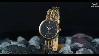 LOUIS DEVIN RG179BLK Rose Gold Plated Analog Wrist Watch for Women [upl. by Ozmo634]