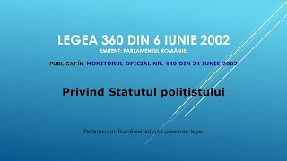 Legea 3602002 Cap III Sec 2 Îndatoririle polițistului [upl. by Tema]