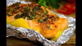 Honey Garlic Salmon and Pineapple Foil Packets [upl. by Anoyi]