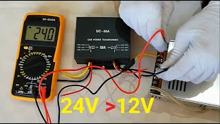 How to convert 24V to 12V by step down converter Voltage reducer [upl. by Enida]