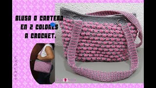 BOLSA O CARTERA EN 2 COLORES A CROCHET Tejiendo con angélika [upl. by Darill]