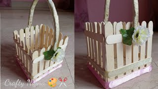 diy popsicle stick craft  easy basket craft  how to make basket from ice cream sticks 🎨✂️ [upl. by Dorran133]