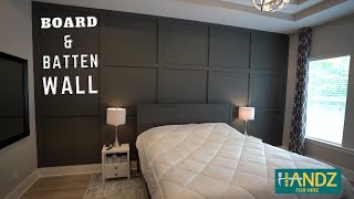 DIY Board and Batten Grid Accent Wall amp Bedroom Makeover on a Budget [upl. by Alcus]