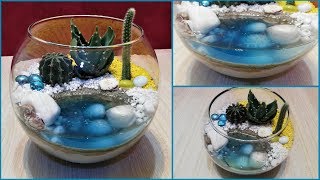 DIY cactus terrarium with resin water [upl. by Wilone132]