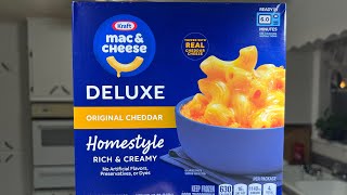 Kraft frozen deluxe original cheddar homestyle macaroni cheese review [upl. by Elleined137]