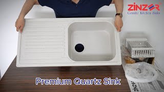 Zinzer Quartz Kitchen Sink Single Bowl Drainboard 36 x 18 Granular Grey Griseus Model Unboxing [upl. by Mittel]