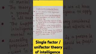 Single factorunifactor theory of intelligence intelligence intelligence test single factor theory [upl. by Yejus]