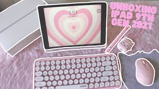 aesthetic unboxing 🍎 iPad 9th Gen 2021  goojodoq 9th gen pencil retro keyboard and more [upl. by Dynah]