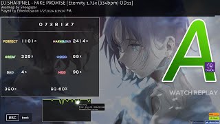 Osumania DJ Sharpnel  Future Promise Eternity x175 334bpm OD10 9360 S rank soon probably [upl. by Varien512]